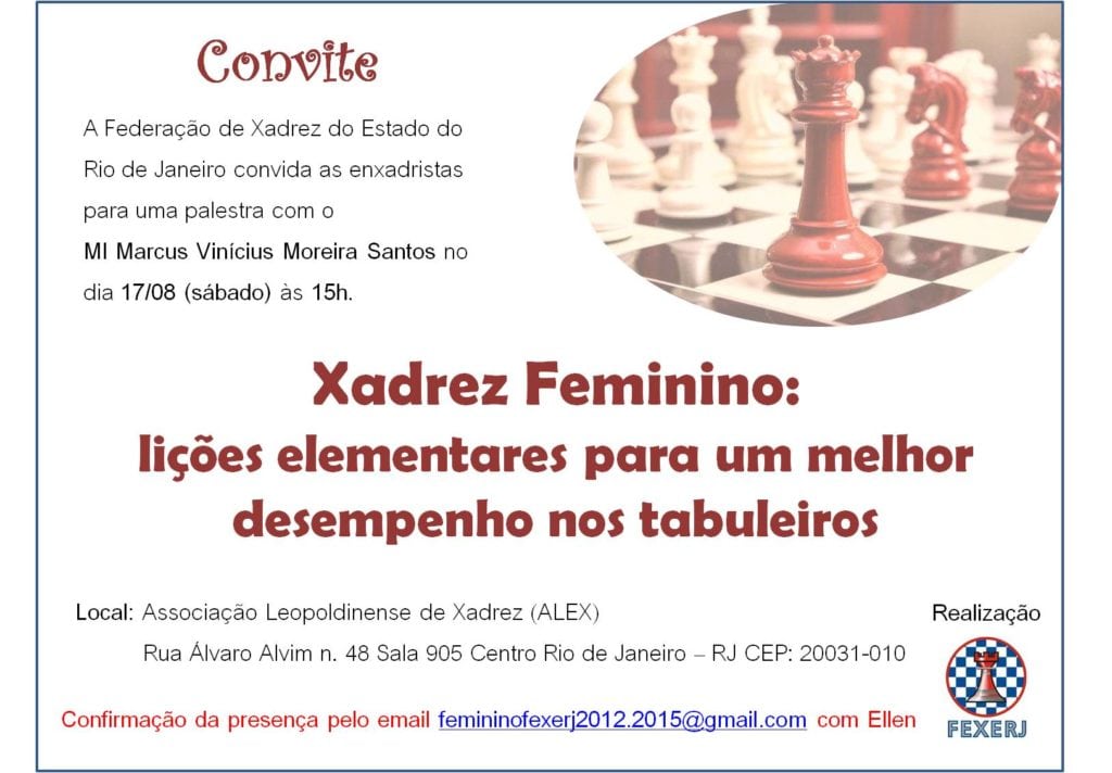 Convite para a palestra Xadrez Feminino