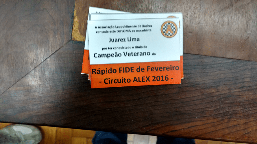 Juarez Lima Campeão Veterano do Rápido FIDE de Fevereiro