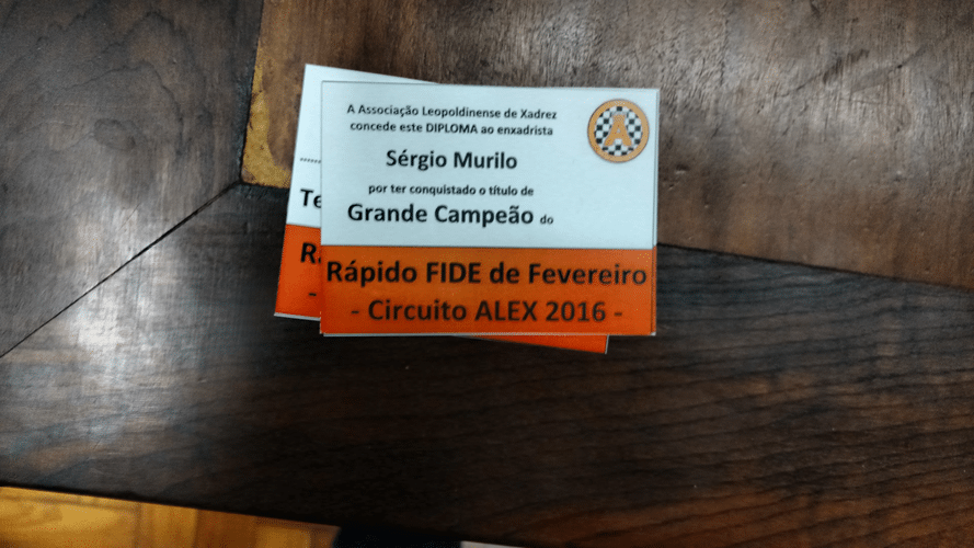 Sérgio Murilo Campeão do Rápido FIDE DE Fevereiro